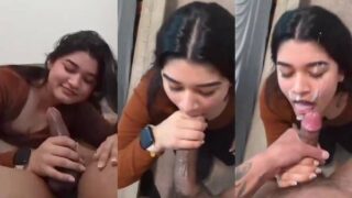 Cutie Pakistani college girl Sidra ka mast blowjob aur cum-facial.