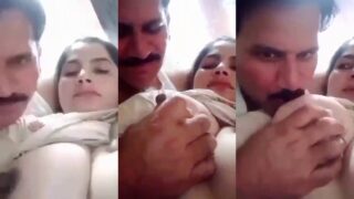 Islamabad ka maal, wife ke bade bade boobs suck kiye aur maze liye MMS mein.