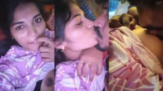 Kannada honeymoon pe wife ko bus mein kiss kiya aur boobs suck kiye.