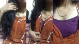 Nighty mein horny mallu housewife apne nude boobs apne BF ko dikha rahi hai.