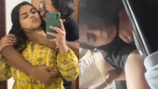 Ek chubby Punjabi girlfriend apne boyfriend ke saath painful anal sex khud record kar rahi hai.